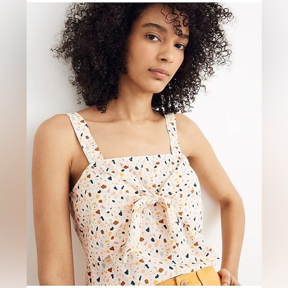 Madewell | Twist Knot Tie-Front Cami Top in Terrazzo Confetti Print Size 12 - Picture 1 of 11